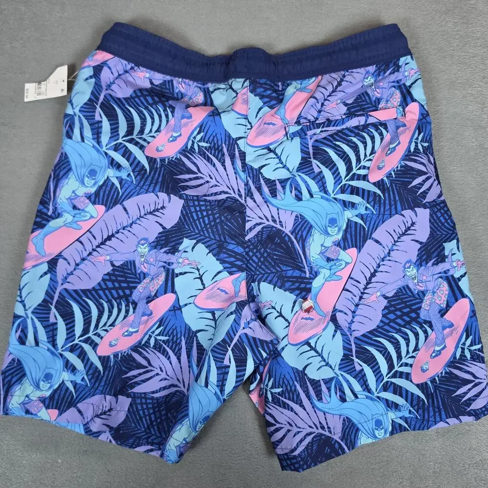 Batman Joker Surfing Swim Trunks Men's Size Small Blue Pink Board Shorts NWT
